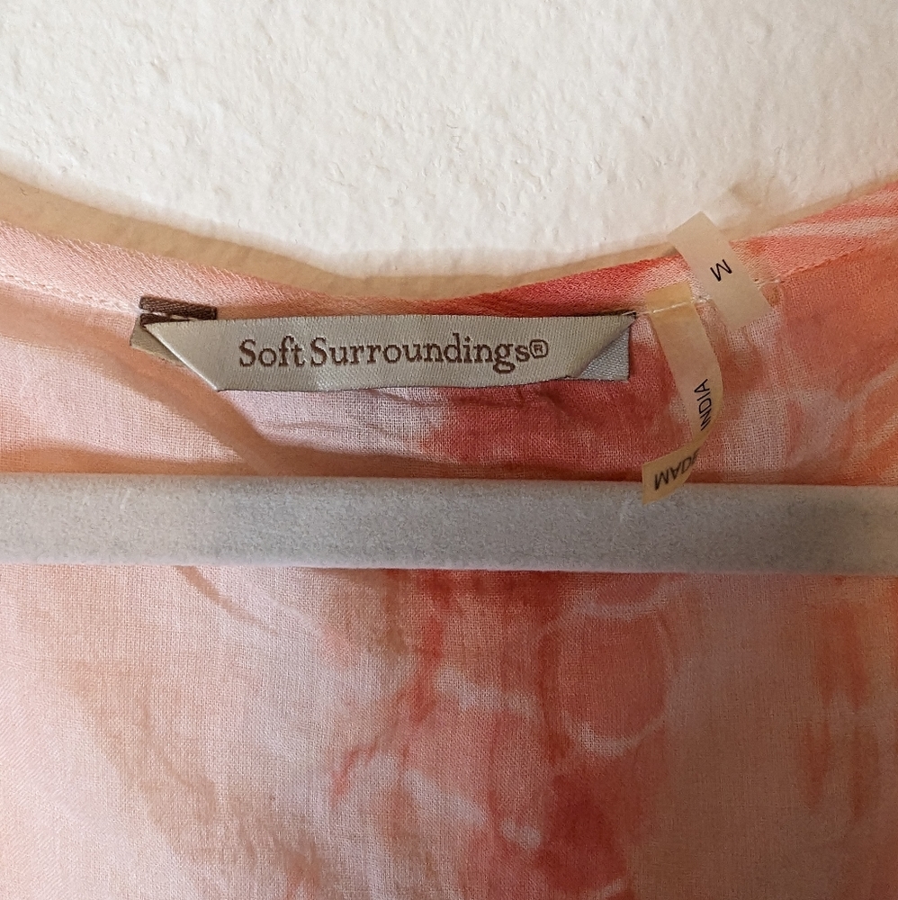 Soft Surroundings Make A Splash Tie Dye Ombre Coral Peach Maxi Dress Medium - Picture 3 of 5